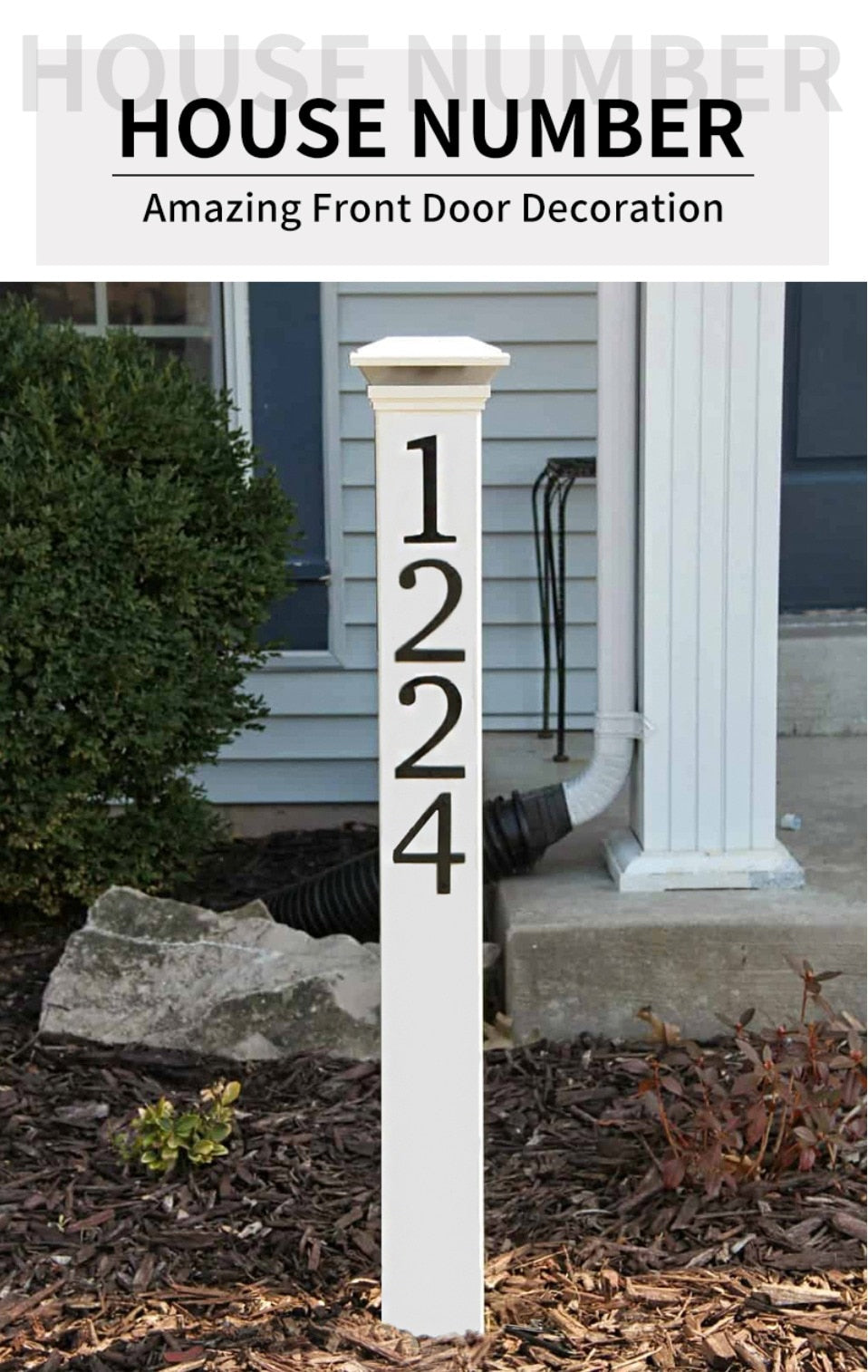 Classic Black 4" 101mm Big Modern House Number for Front Door Home Address Number Zinc Alloy Mailbox Number Digits #0-9