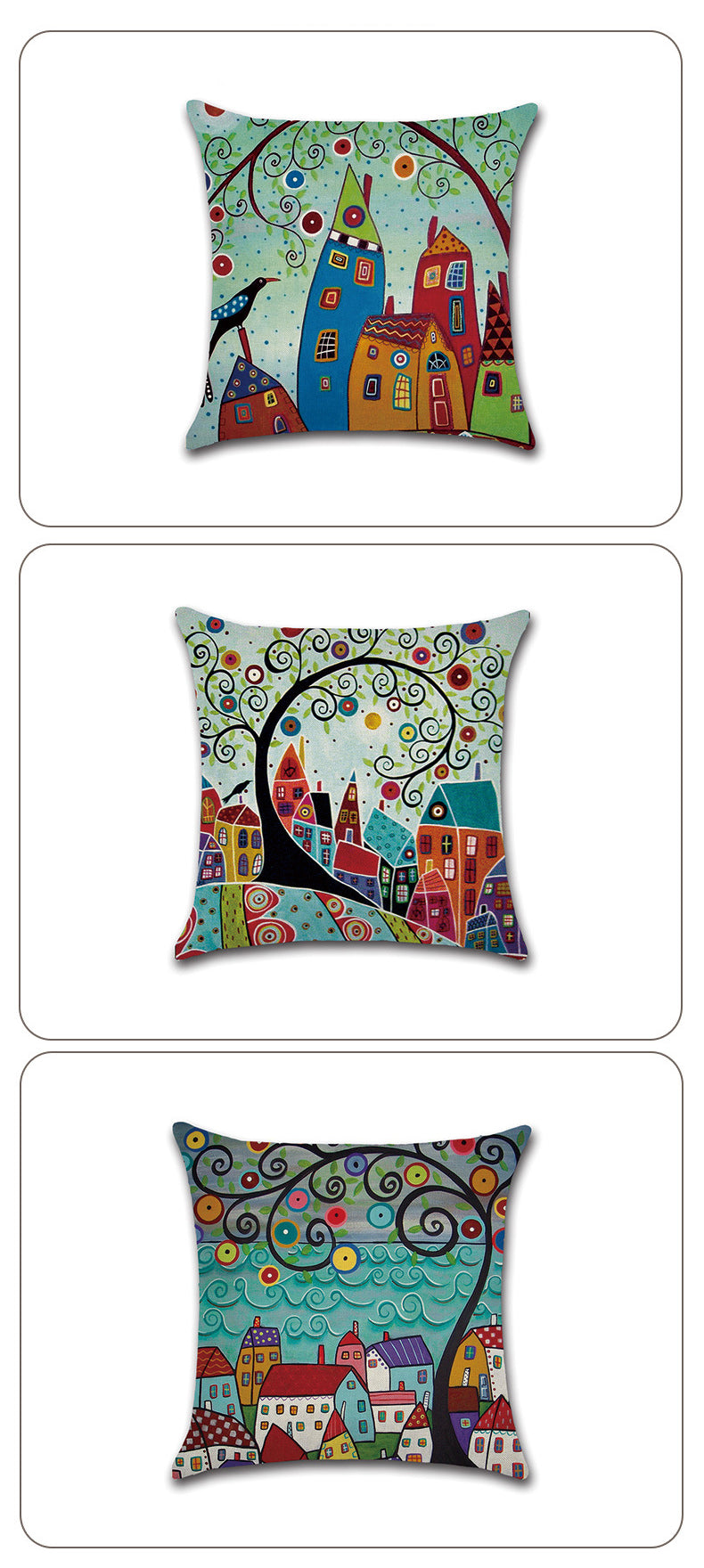 Colorful Nordic Style Abstract Cities 45x45cm Cushion Cover Hand Painted Decorative Pillow Cushion Cases For Living Room Home Decor