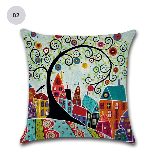 Colorful Nordic Style Abstract Cities 45x45cm Cushion Cover Hand Painted Decorative Pillow Cushion Cases For Living Room Home Decor