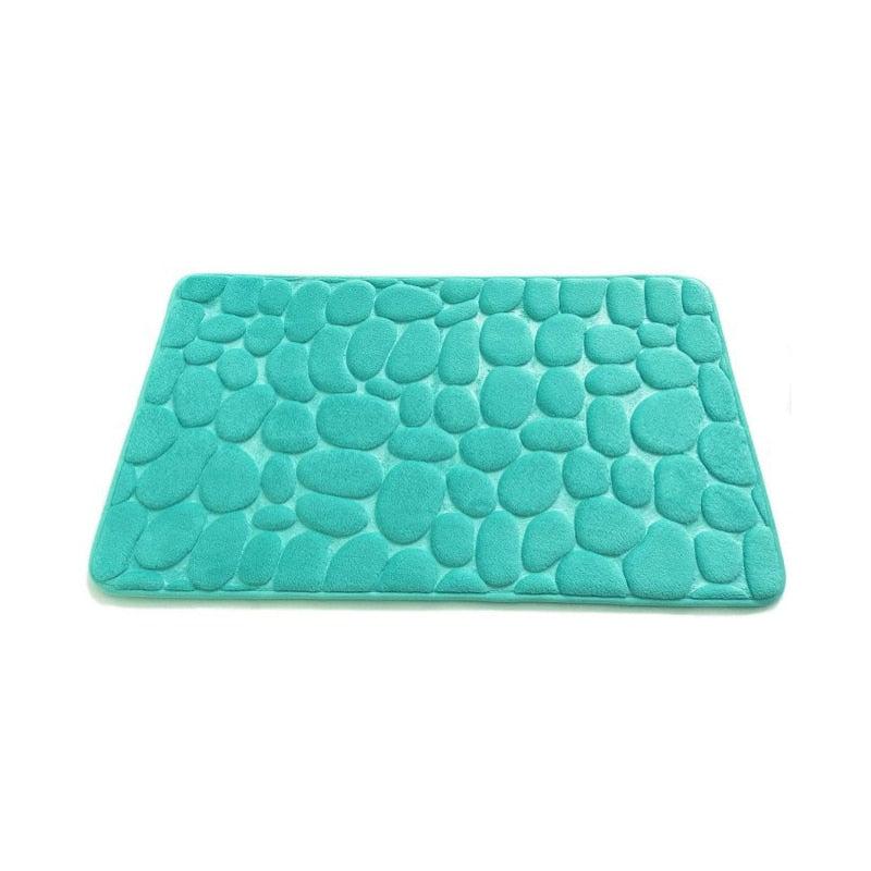 Coral Fleece Pebbles Bathroom Mat For Shower Room Washroom Memory Foam Water Absorption Non-Slip Padded Mat For Bath Room