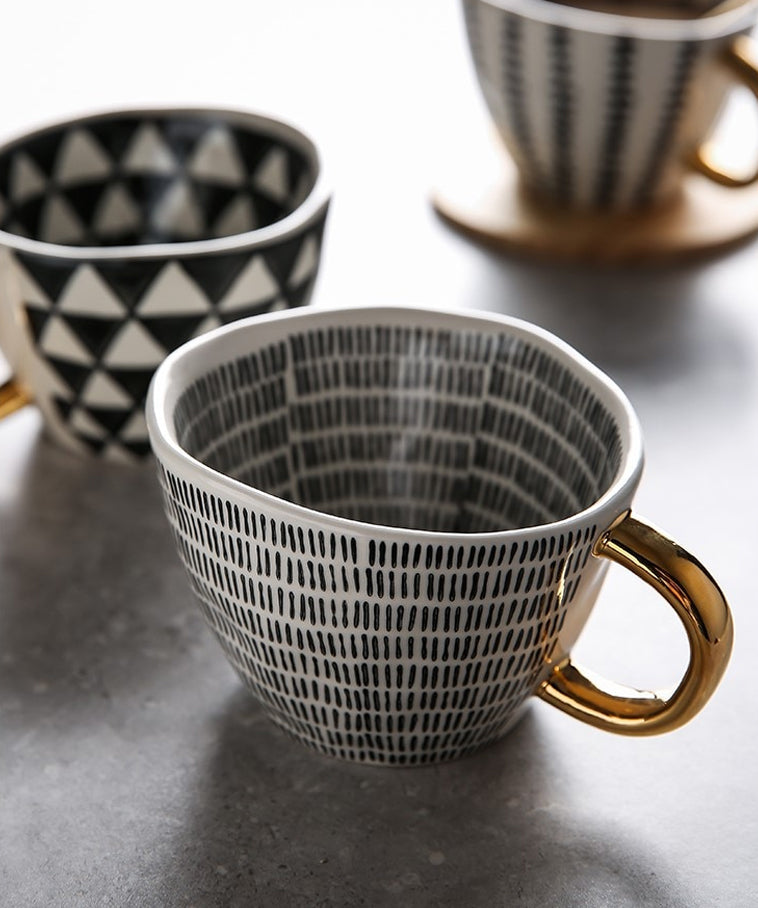 Creative Ceramics Handmade Coffee Mug Tea Cup Hand Painted Teacup Breakfast Teacup With Handle Modern Nordic Style Pottery Drinkware Kitchen Tableware