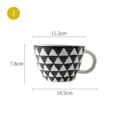 Creative Ceramics Handmade Coffee Mug Tea Cup Hand Painted Teacup Breakfast Teacup With Handle Modern Nordic Style Pottery Drinkware Kitchen Tableware