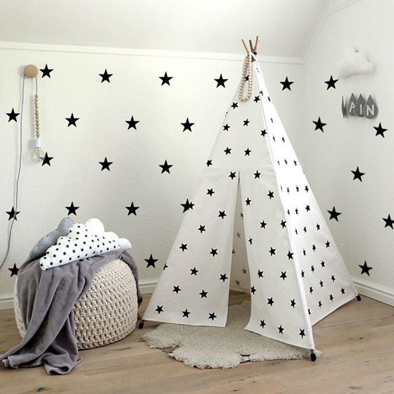 Cute Stars Wall Decals For Nursery Decor Gold Black Silver Blush Pink Star Stickers For Girls And Boys Kid's Room Wall PVC Star Decals