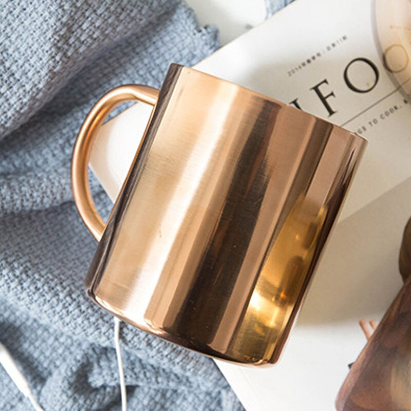 Double Wall Insulated Rose Gold Stainless Steel Hot & Cold Drinks Mug For Tea Coffee Large Beer Tumbler Great For Outdoor Use Stylish Drinkware 450ML