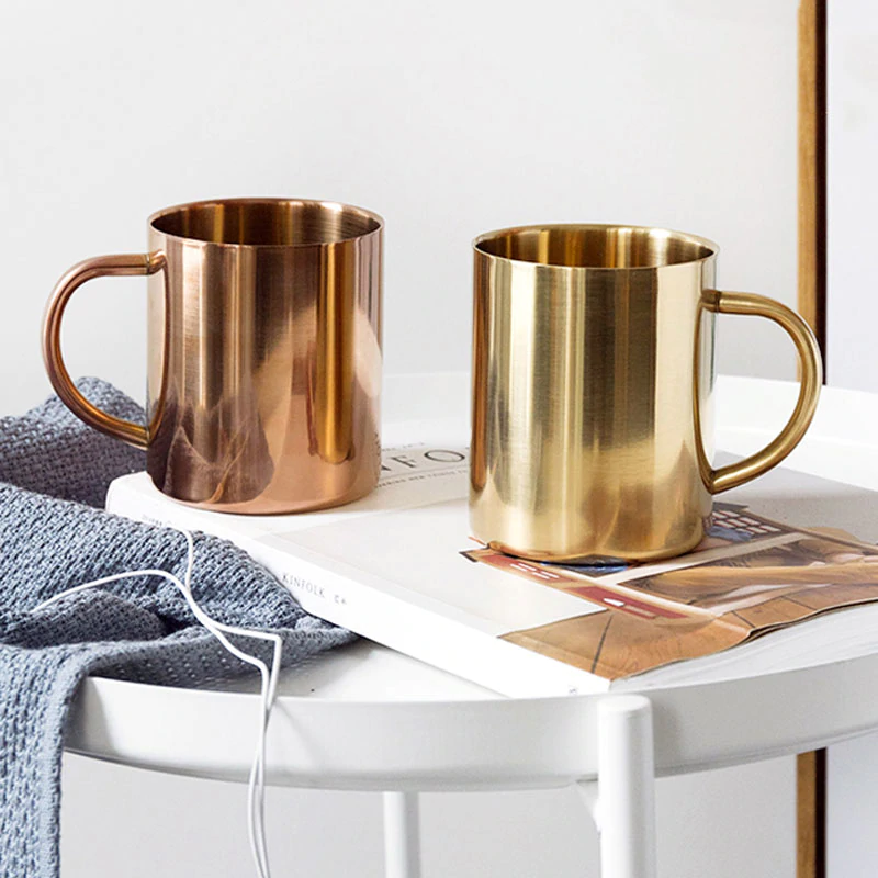 Double Wall Insulated Rose Gold Stainless Steel Hot & Cold Drinks Mug For Tea Coffee Large Beer Tumbler Great For Outdoor Use Stylish Drinkware 450ML
