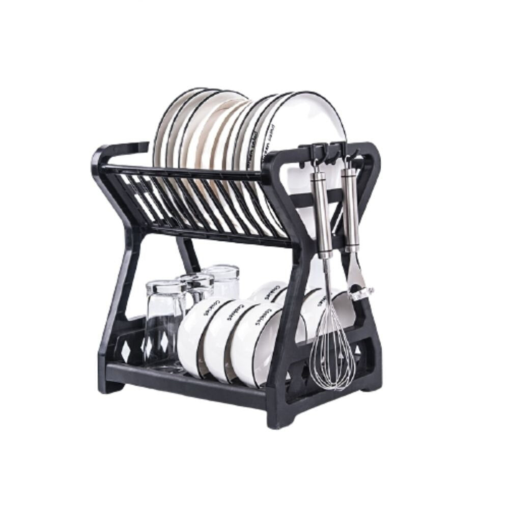 Dual Tier Draining Rack For Kitchen Sink Space Saving Foldable Waterproof Double Drainer For Washing Up Drying Dishes Essential Kitchen Accessories