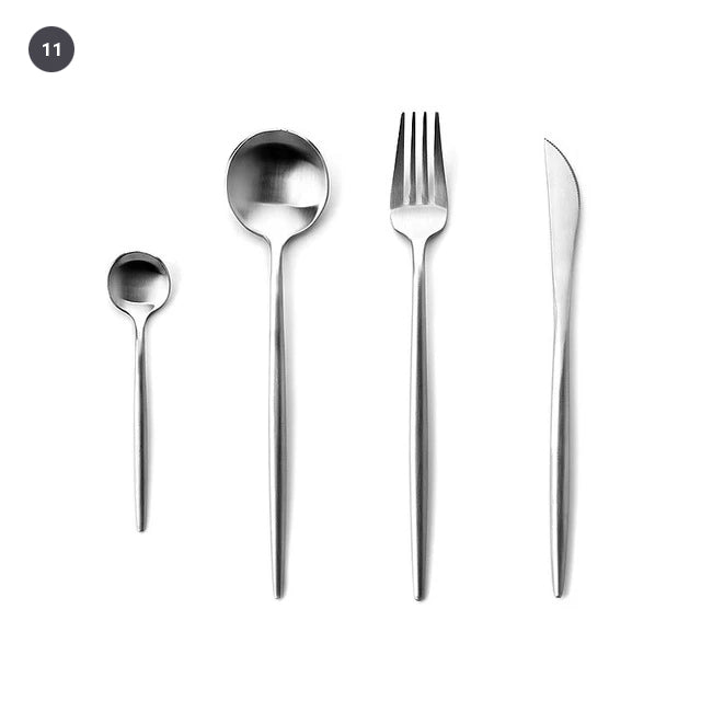 Elegant Golden Stainless Steel Dinnerware Cutlery Set Stainless Steel Steak Knife Fork Set Coffee Spoon Teaspoon Kitchen Tableware