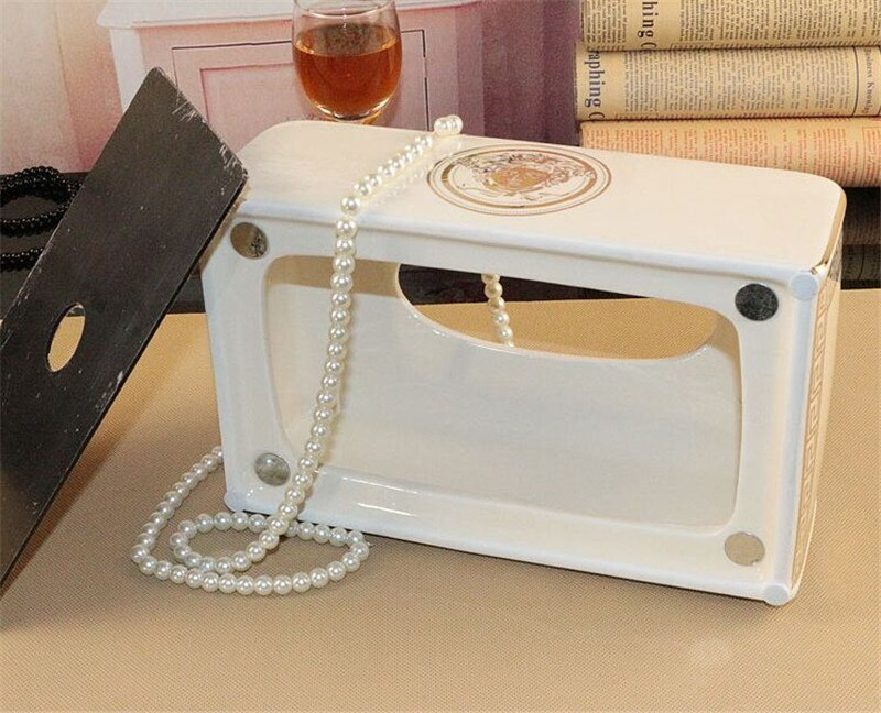 Elegant Vintage Luxury Ceramic Tissue Box Holder Serviette Paper Towel Box Holder For Home Office Hotel Living Room Bathroom Decor