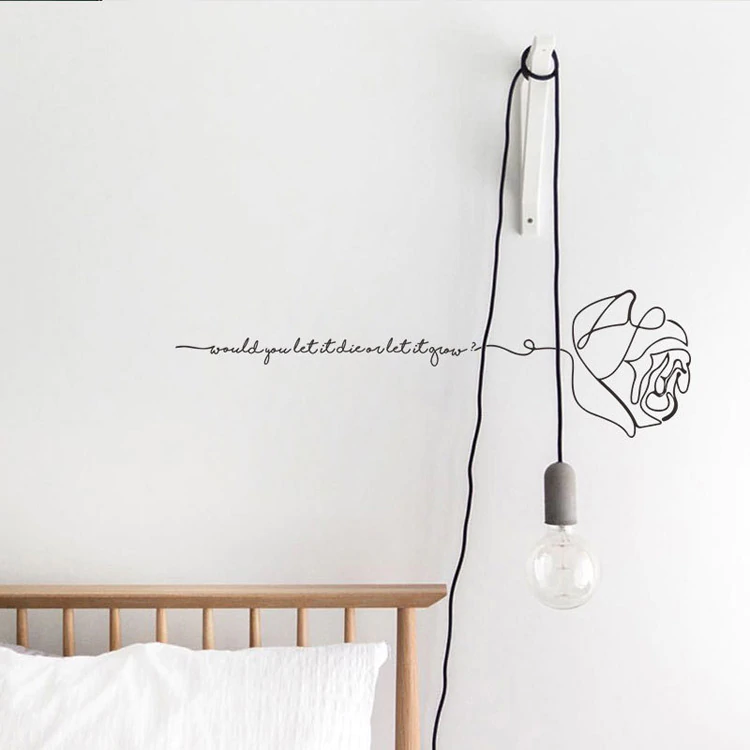 English Rose Wall Decor Inspirational Love Quotation Minimalist Wall Art Decal For Bedroom Dormitory Wall Removable PVC Sticker