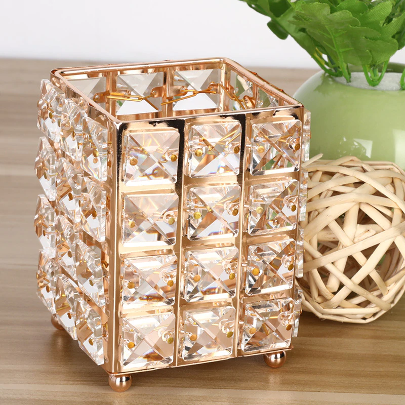 Fashion Bling Cosmetics Storage Pots For Makeup Brushes And Beauty Sundries Dressing Table Accessories For Girls Bedroom Glam Decor