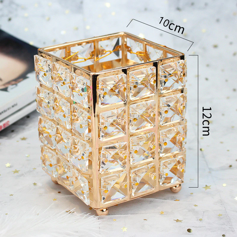 Fashion Bling Cosmetics Storage Pots For Makeup Brushes And Beauty Sundries Dressing Table Accessories For Girls Bedroom Glam Decor