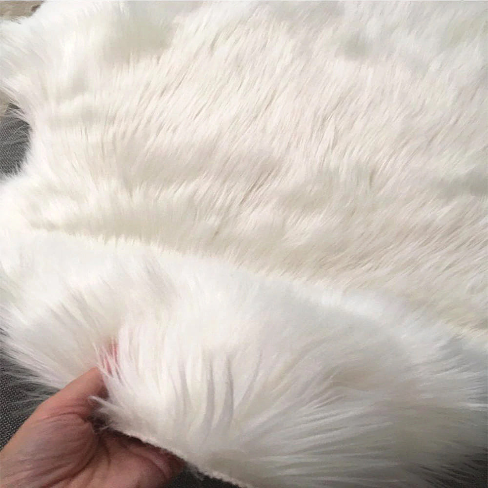 Furry Faux Sheepskin Rug Sumptuous Shaggy Fake Fur Rug For Bedroom Living Room Non-Slip White Black Beige Plush Sheepskin Mat