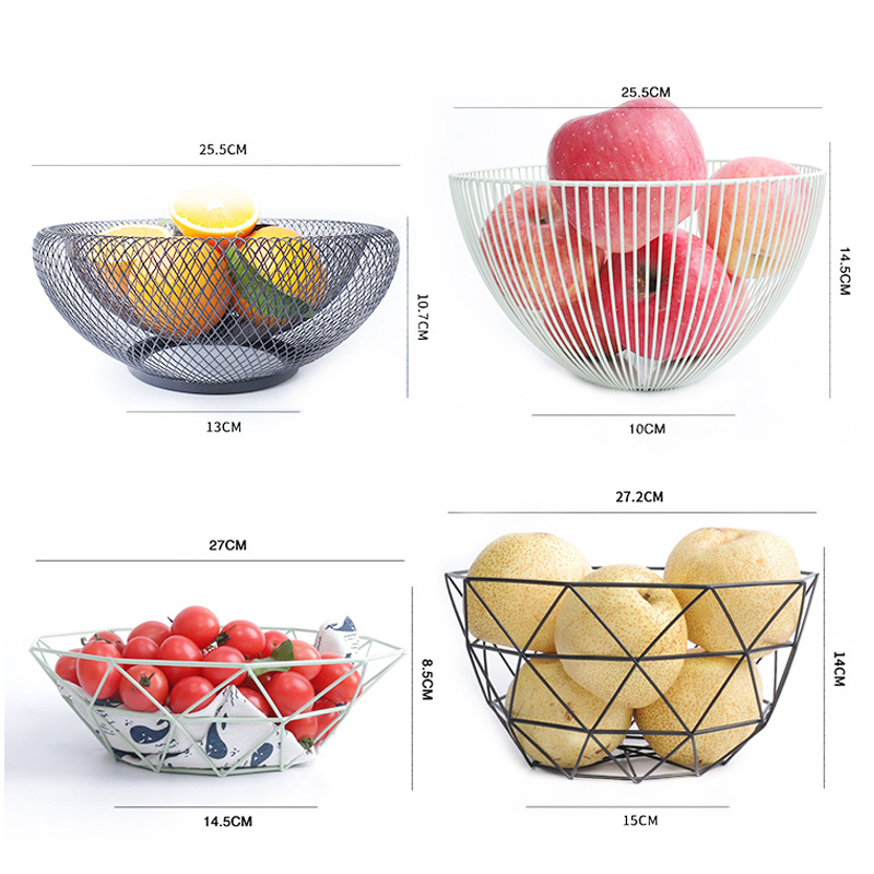 Geometric Metalwork Fruit Baskets Nordic Style Iron Art Tabletop Storage Bowls For Fruit And Snacks Modern Kitchenware Decor