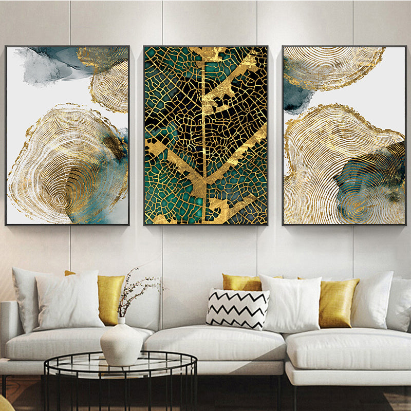Gold Leaf Woodcut Abstract Wall Art Painting Gold Brown Green Fine Art ...