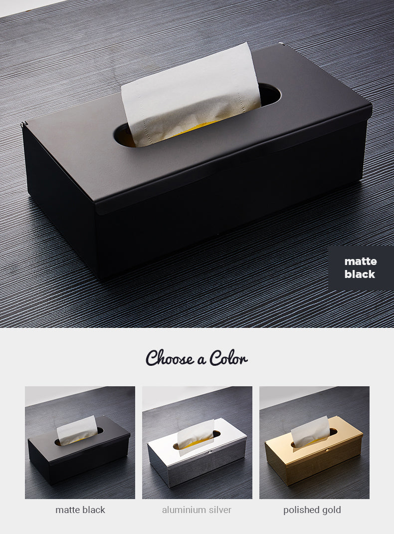 black tissue holder box