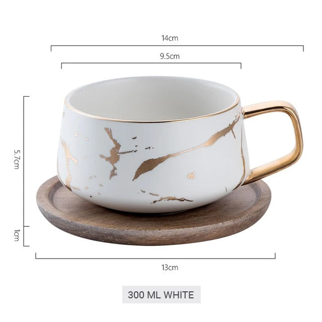 Golden Marble Italian Coffee Mug Ceramic Cup For Morning Coffee Or Afternoon Tea Cup Sets Available In 3 Sizes With Saucer And Lid Options