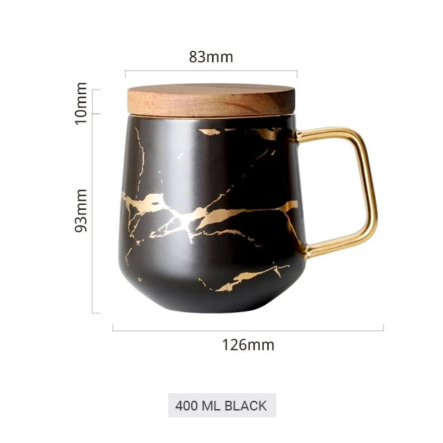 Golden Marble Italian Coffee Mug Ceramic Cup For Morning Coffee Or Afternoon Tea Cup Sets Available In 3 Sizes With Saucer And Lid Options