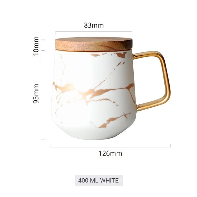 Golden Marble Italian Coffee Mug Ceramic Cup For Morning Coffee Or Afternoon Tea Cup Sets Available In 3 Sizes With Saucer And Lid Options