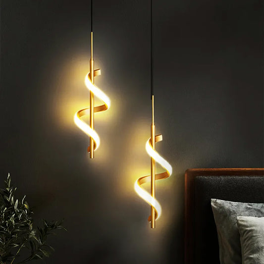 Graceful Curve Lustre LED Pendant Light Elegant Styling Hanging Lighting Fixtures For Living Room Dining Room Modern Interior Lighting