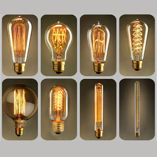 Vintage Style Dimmable Incandescent Filament Edison Light Bulb 40W 220V With E27 Base for Retro Lamp Fittings and Chandeliers