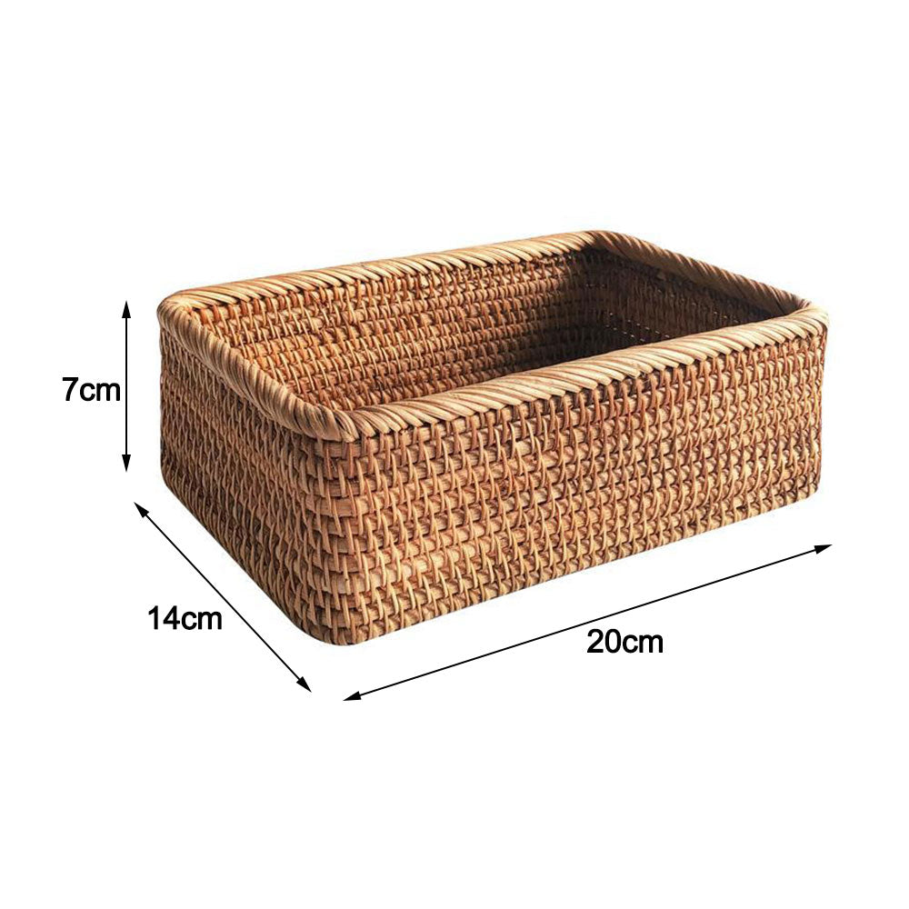 Handwoven Wicker Baskets For Kitchen Fruit Bread Basket For Bathroom Cosmetics Storage Rattan Trays For Home Tidy Sundries Storage Boxes