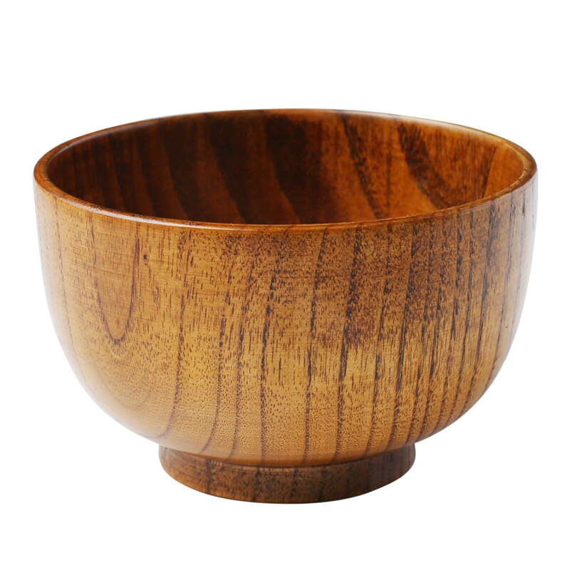 Handmade Japanese Wooden Rice Bowl Dining Table Solid Wood Kitchenware Salad Serving Bowl Wooden Tableware 3 Sizes