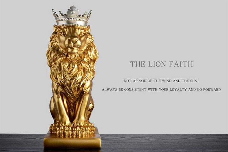 Handsome King Lion Figurine Resin Statue Mantelpiece Decor Desktop Stately Regal Mascot Nordic Style Decor Coffee Table Ornaments