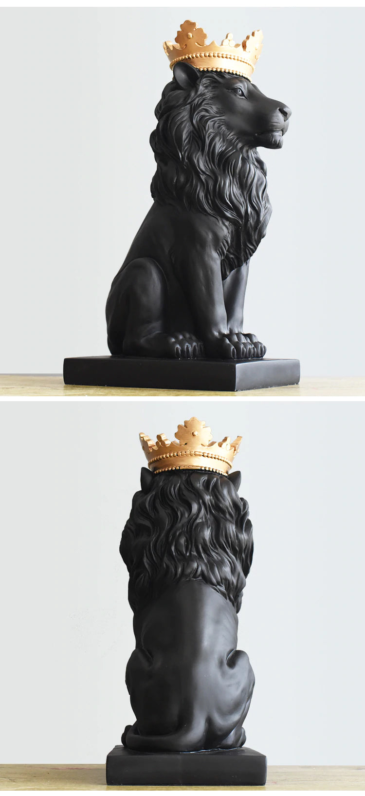 Handsome King Lion Figurine Resin Statue Mantelpiece Decor Desktop Stately Regal Mascot Nordic Style Decor Coffee Table Ornaments