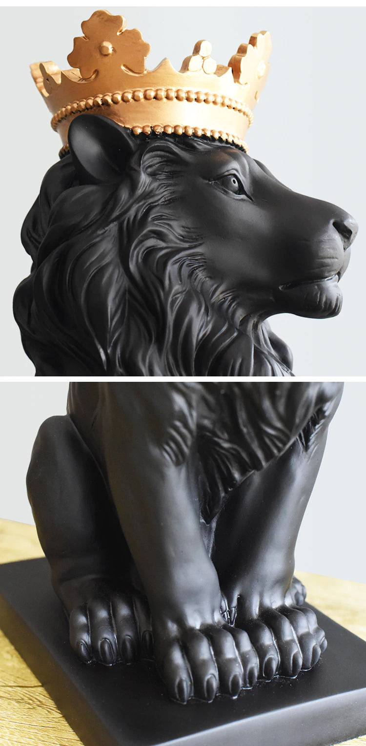 Handsome King Lion Figurine Resin Statue Mantelpiece Decor Desktop Stately Regal Mascot Nordic Style Decor Coffee Table Ornaments