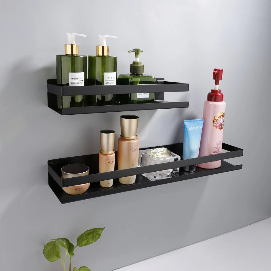 Industrial Design Stainless Steel Kitchen Shelf Racking For Storing Pots Jars Tea Coffee Spices etc Modern Aesthetics In Matt Black Or Brushed Silver 4 Sizes