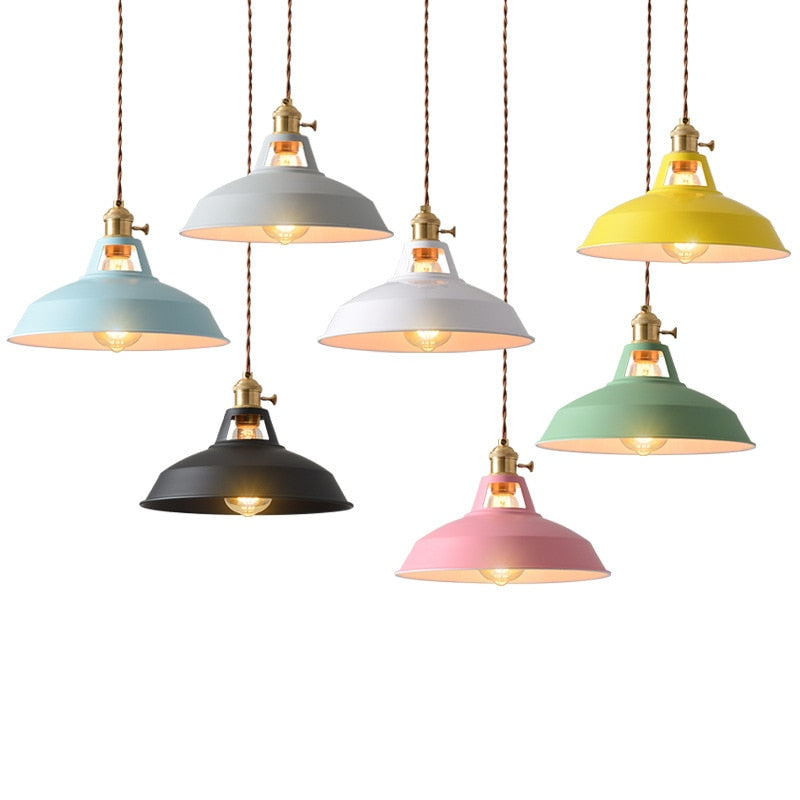 Industrial Style Pendant Hanging Lamps Colorful Vintage Lighting For Kitchen Cafe Diner Restaurant Metal Lampshade Retro Decorative Home Lighting
