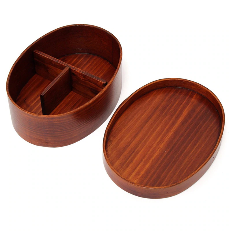 Japanese Style Wooden Lunch Box For Packed Lunch Picnic Travel Food Partitioned Container For Small Fruit Sushi Food Box Japanese Style Tableware