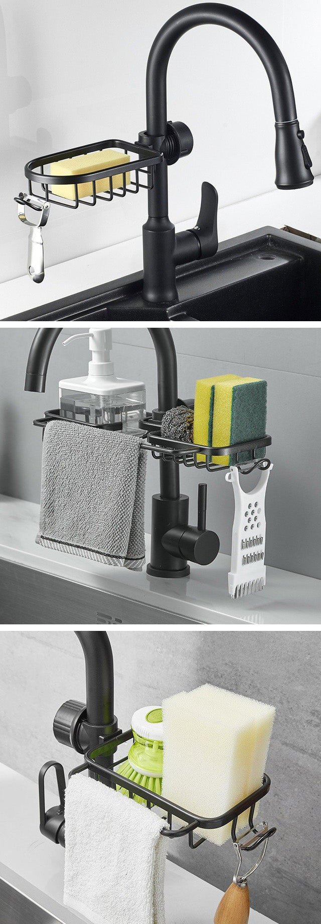 Kitchen Sink Organizer Faucet Rack For Sponge Scrubber Soap Holder Washroom Sink Cosmetics Storage Basket Shelf Rack Bathroom Accessories