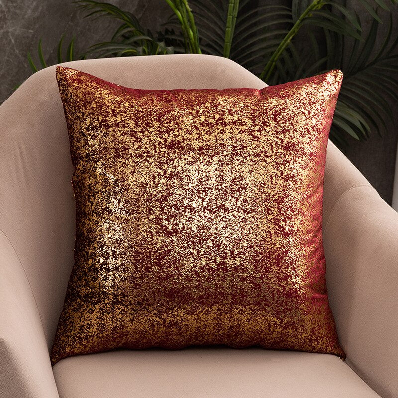 Luxury Fashion Golden Velvet Cushion Cases 45x45cm For Living Room Sofa Covers For Settee Cushions Case Glam Home Interior Decor