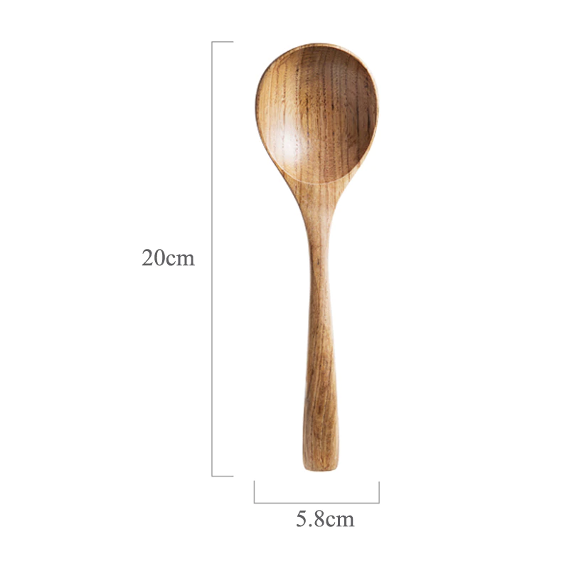 Large Solid Wood Serving Spoons Long Handled Ladle Big Spoon For Soup Rice Salad etc Wooden Dinnerware Kitchen Cooking Spoon Set Tablespoon Kitchen Utensils 3Pcs