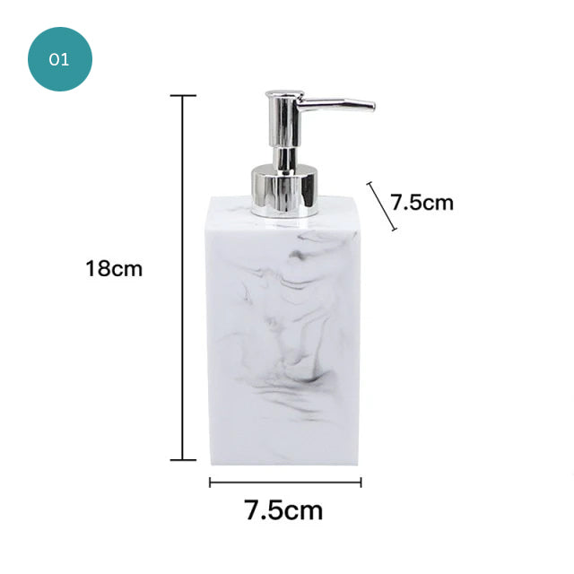 Light Grey White Marble Design Bathroom Accessories Soap Dispenser Toothbrush Holder Soap Dish Gargle Cup Wash Set Storage Tray Essential Washroom Supplies