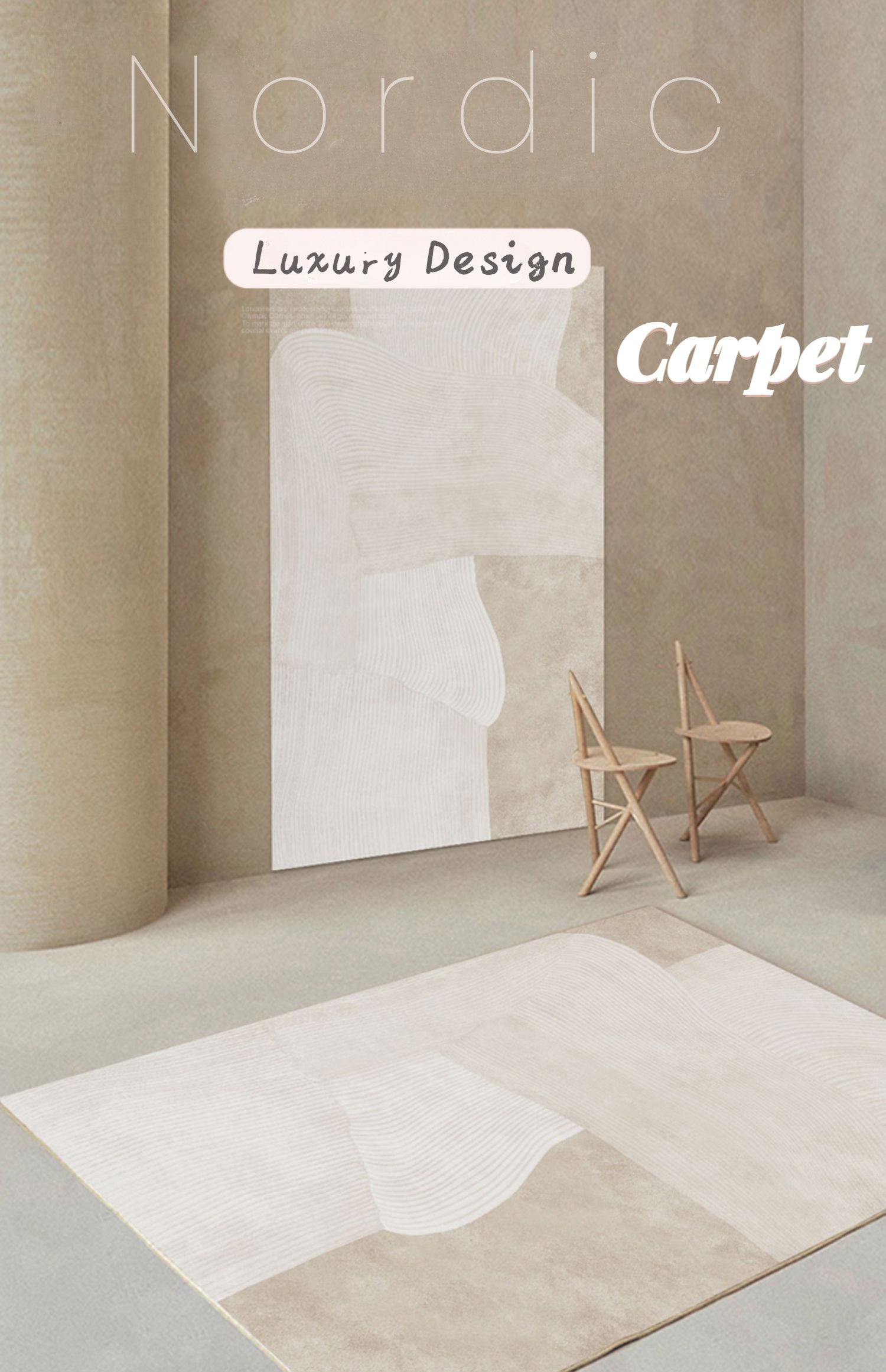 Luxurious Minimalist Beige Nordic Carpet Rug Subtle Patterned Large Area Rug For Living Room Bedroom Contemporary Home Carpeting