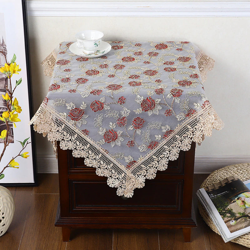 Luxurious Embroidered Lace Table Cloth For Dining Room Table Hotel Banqueting Wedding Functions Table Cover Round Rectangle & Square