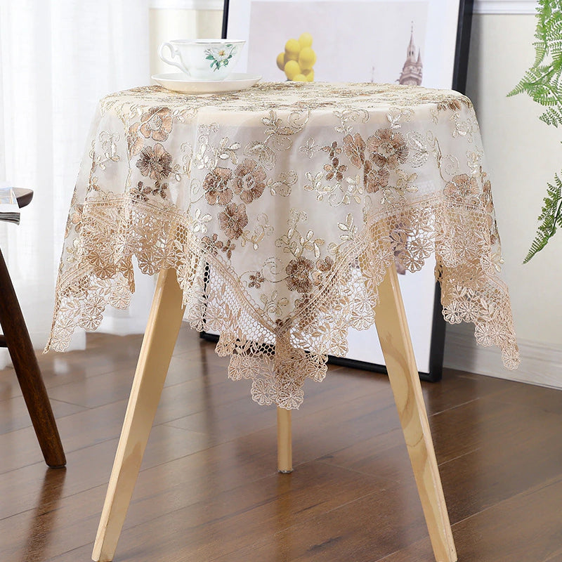 Luxurious Embroidered Lace Table Cloth For Dining Room Table Hotel Banqueting Wedding Functions Table Cover Round Rectangle & Square