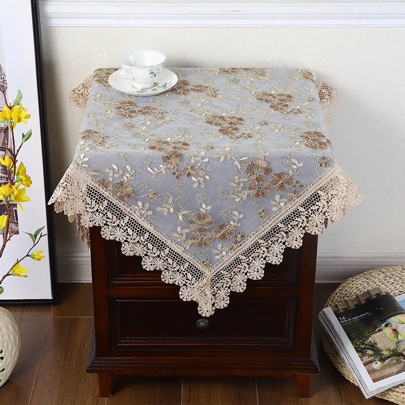 Luxurious Embroidered Lace Table Cloth For Dining Room Table Hotel Banqueting Wedding Functions Table Cover Round Rectangle & Square