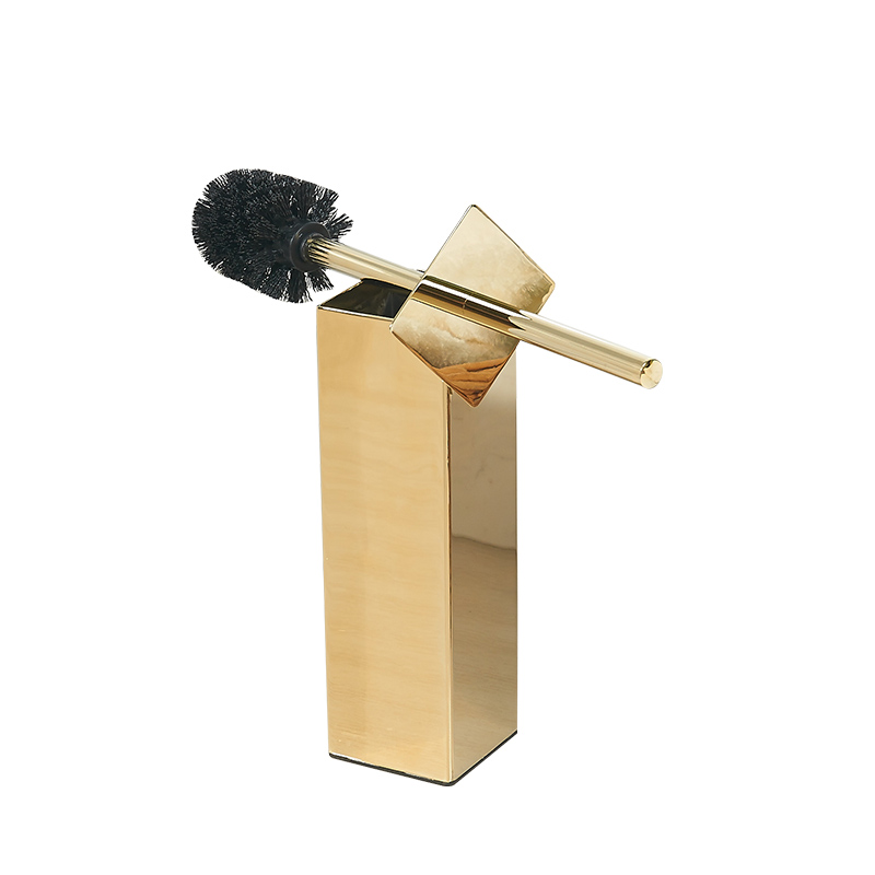 Luxury Brushed Gold Toilet Brush Set Stainless Steel Toilet Bowl Cleaner Brush And Holder Set Brushed Gold Luxury Bathroom Accessories