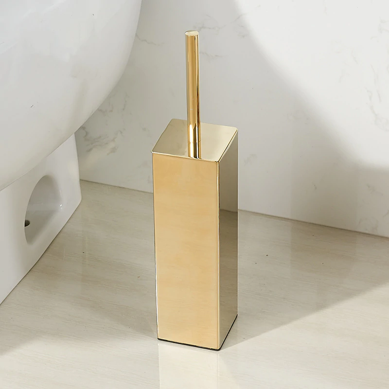 Luxury Brushed Gold Toilet Brush Set Stainless Steel Toilet Bowl Cleaner Brush And Holder Set Brushed Gold Luxury Bathroom Accessories