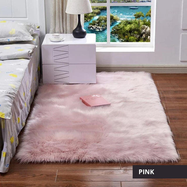 Luxury Plush Faux Fur Rugs For Bedroom Artificial Wool Soft Fluffy White Fur Rug For Living Room Bedroom Couch Area Floor Rugs