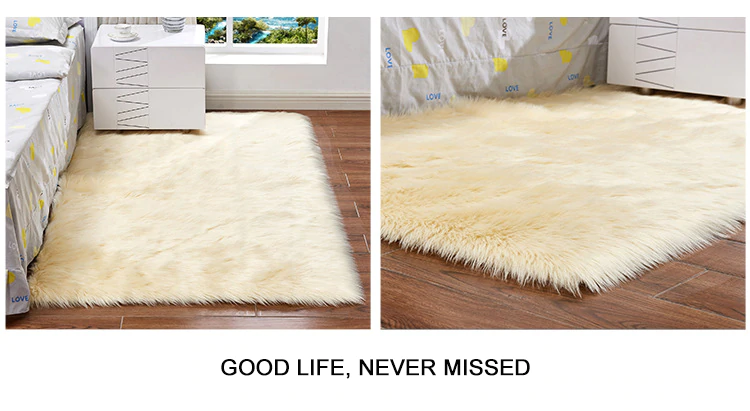 Luxury Plush Faux Fur Rugs For Bedroom Artificial Wool Soft Fluffy White Fur Rug For Living Room Bedroom Couch Area Floor Rugs