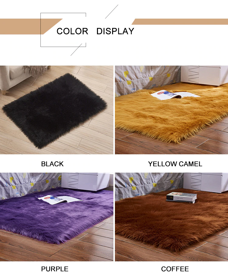 Luxury Plush Faux Fur Rugs For Bedroom Artificial Wool Soft Fluffy White Fur Rug For Living Room Bedroom Couch Area Floor Rugs