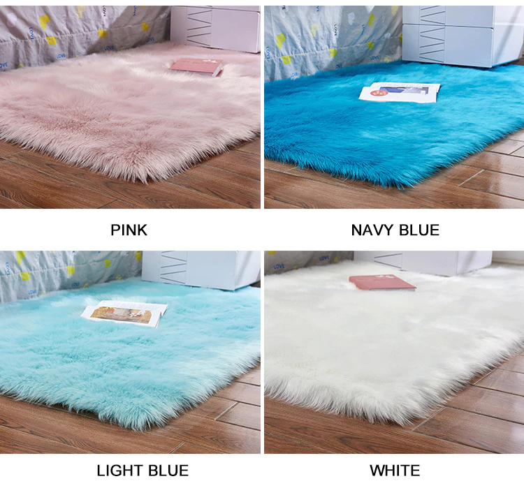 Luxury Plush Faux Fur Rugs For Bedroom Artificial Wool Soft Fluffy White Fur Rug For Living Room Bedroom Couch Area Floor Rugs