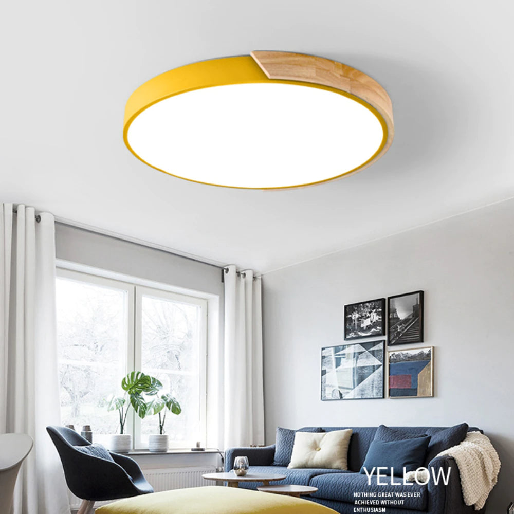 Modern Colorful Flat Round LED Ceiling Lights Nordic Style Lighting For Kitchen Modern Living Room Dining Room Home Office Decor
