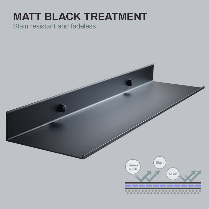 Matt Black Aluminium Shelf Bathroom Storage Rack For Kitchen Washroom Modern Minimalist Designer Bathroom Fitting Single Tier Shelf