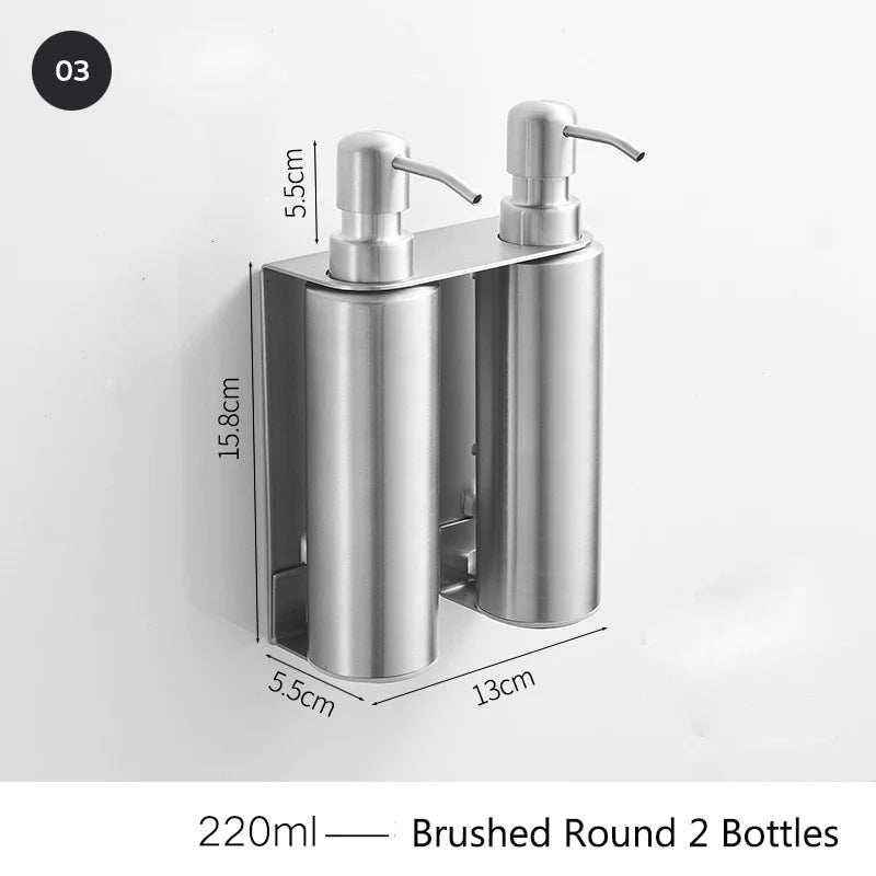 Matt Black Stainless Steel Liquid Soap Dispensers Modern Minimalist Wall Mounted Pump Soap Dispenser For Bathroom Kitchen Industrial Washrooms