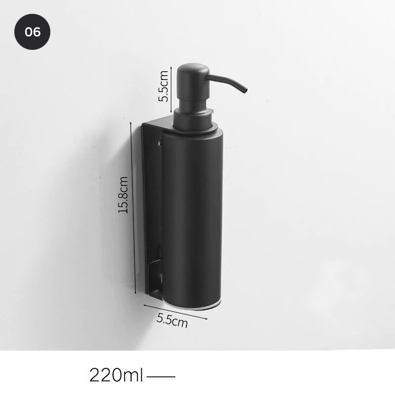 Matt Black Stainless Steel Liquid Soap Dispensers Modern Minimalist Wall Mounted Pump Soap Dispenser For Bathroom Kitchen Industrial Washrooms